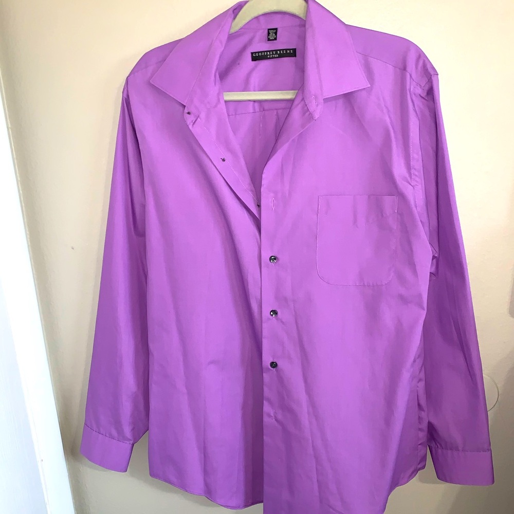 Geoffrey Beene purple men’s casual shirt fitted size 34/35 wrinkle free